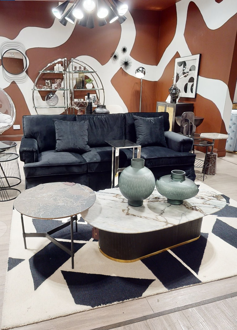 3 Seater Black Velvet Sofa Ralph