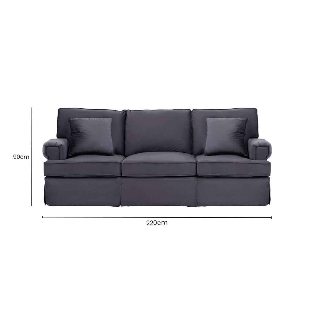 3 Seater Black Velvet Sofa Ralph