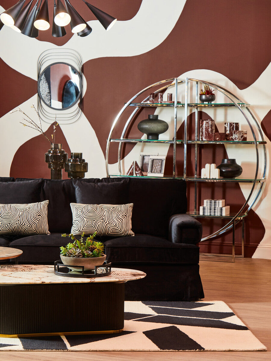 3 Seater Black Velvet Sofa Ralph