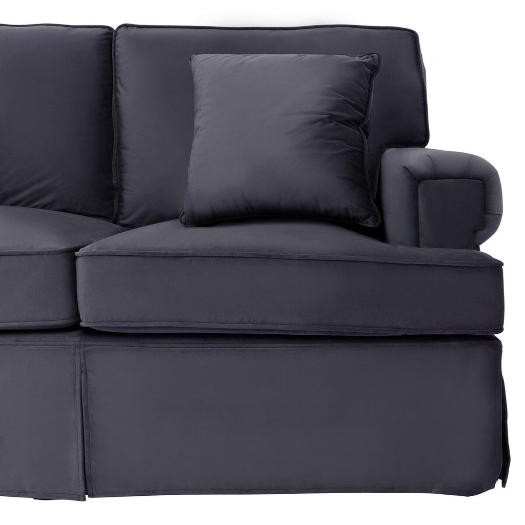3 Seater Black Velvet Sofa Ralph
