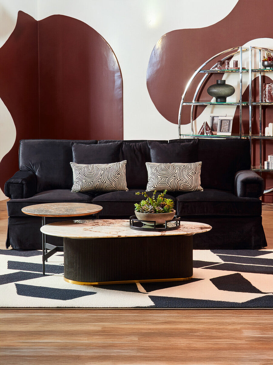 3 Seater Black Velvet Sofa Ralph