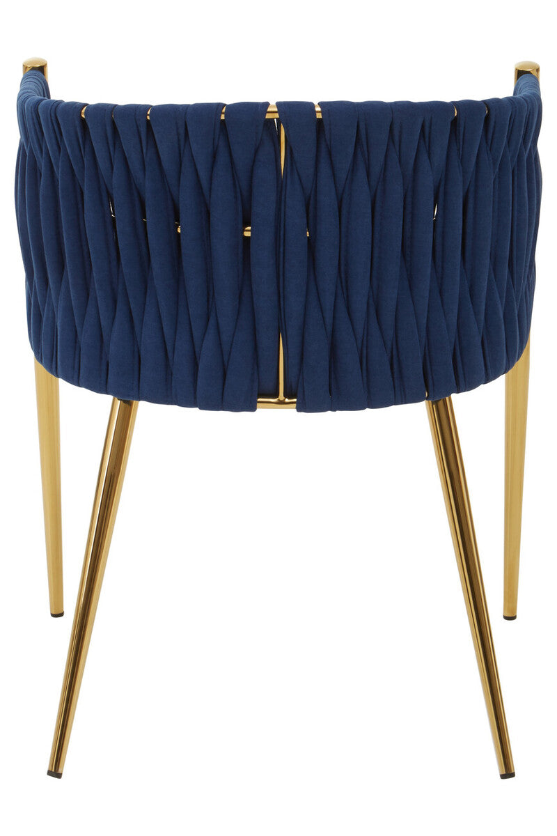 Blue Dining Chair with Woven Back