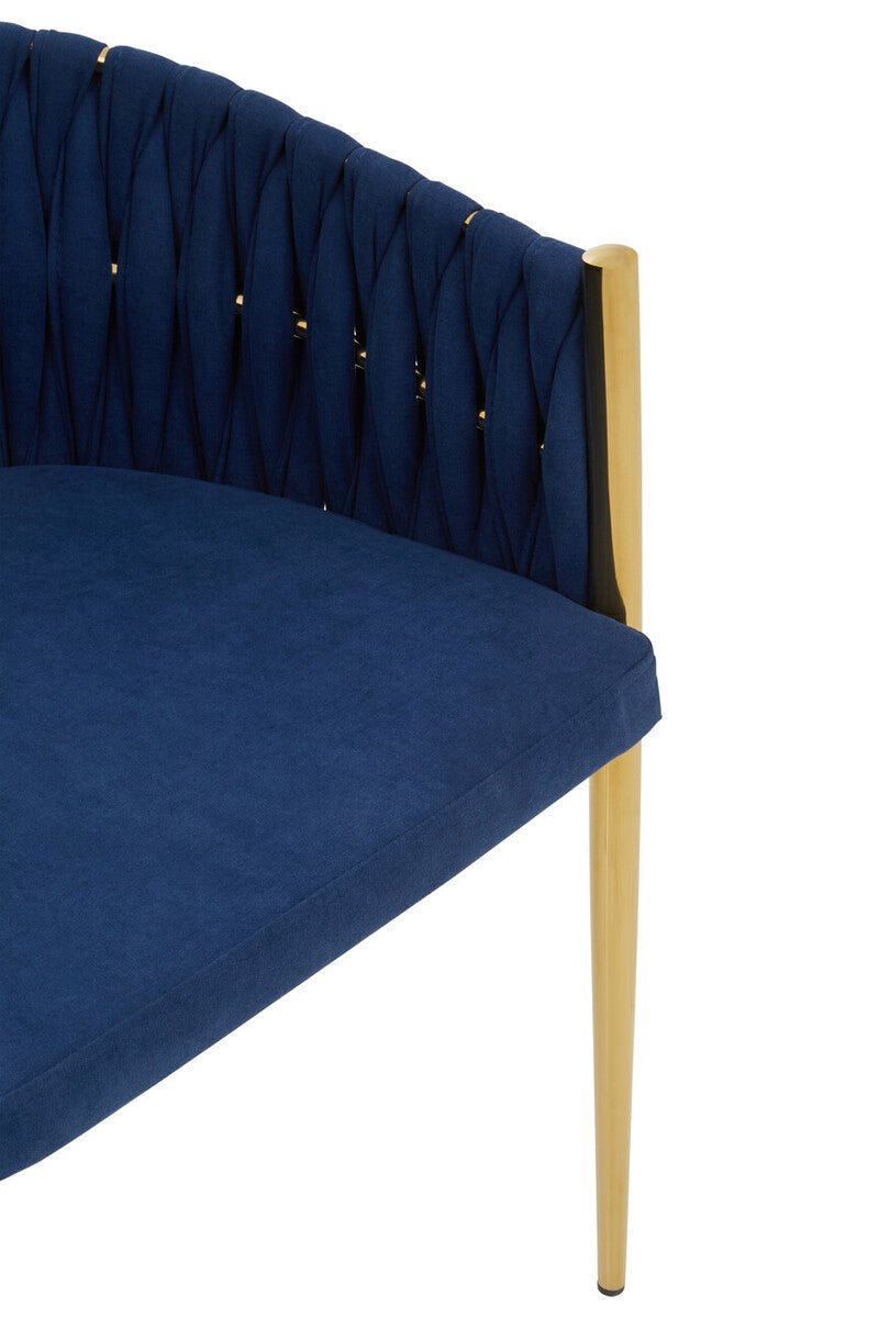 Blue Dining Chair with Woven Back