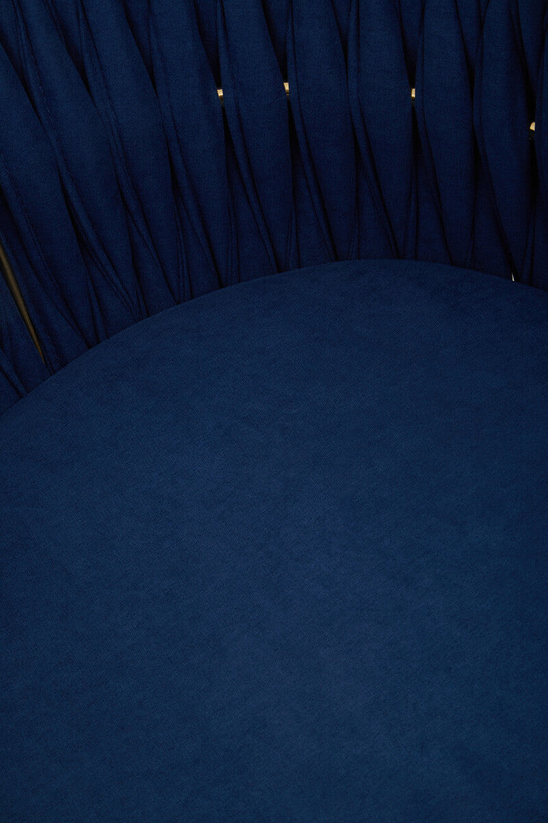 Blue Dining Chair with Woven Back