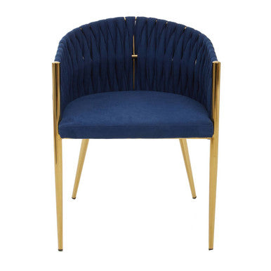 Blue Dining Chair with Woven Back
