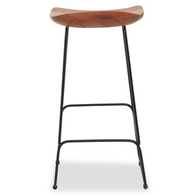 Acacia Wood and Black Frame Bar Stool