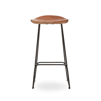 Acacia Wood and Black Frame Bar Stool