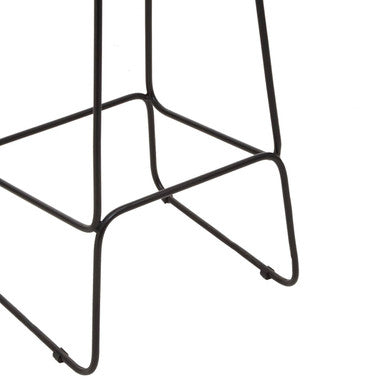Acacia Wood and Black Frame Bar Stool