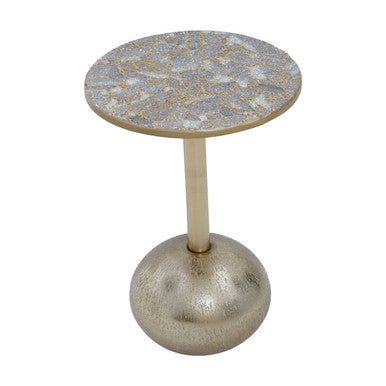 Gold Mosaic Side Table with Round Base