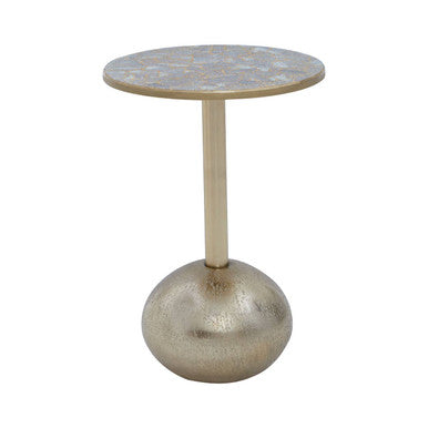 Gold Mosaic Side Table with Round Base
