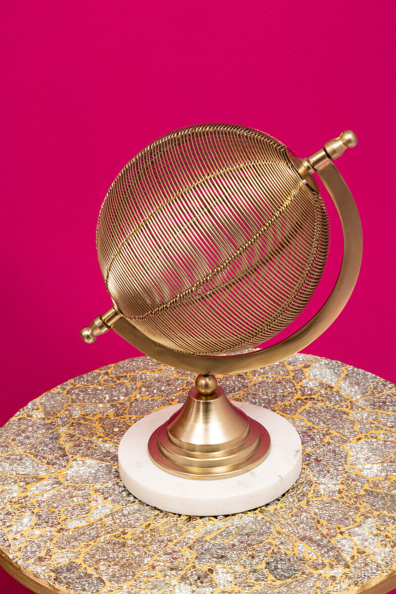 Gold Mosaic Side Table with Round Base