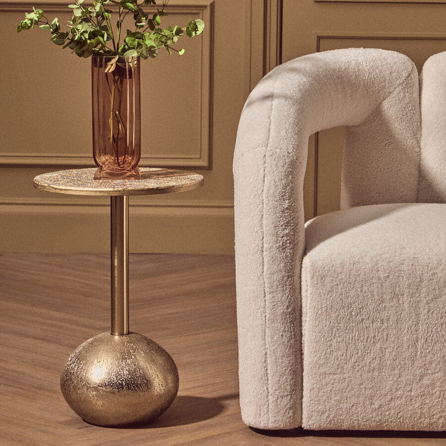Gold Mosaic Side Table with Round Base