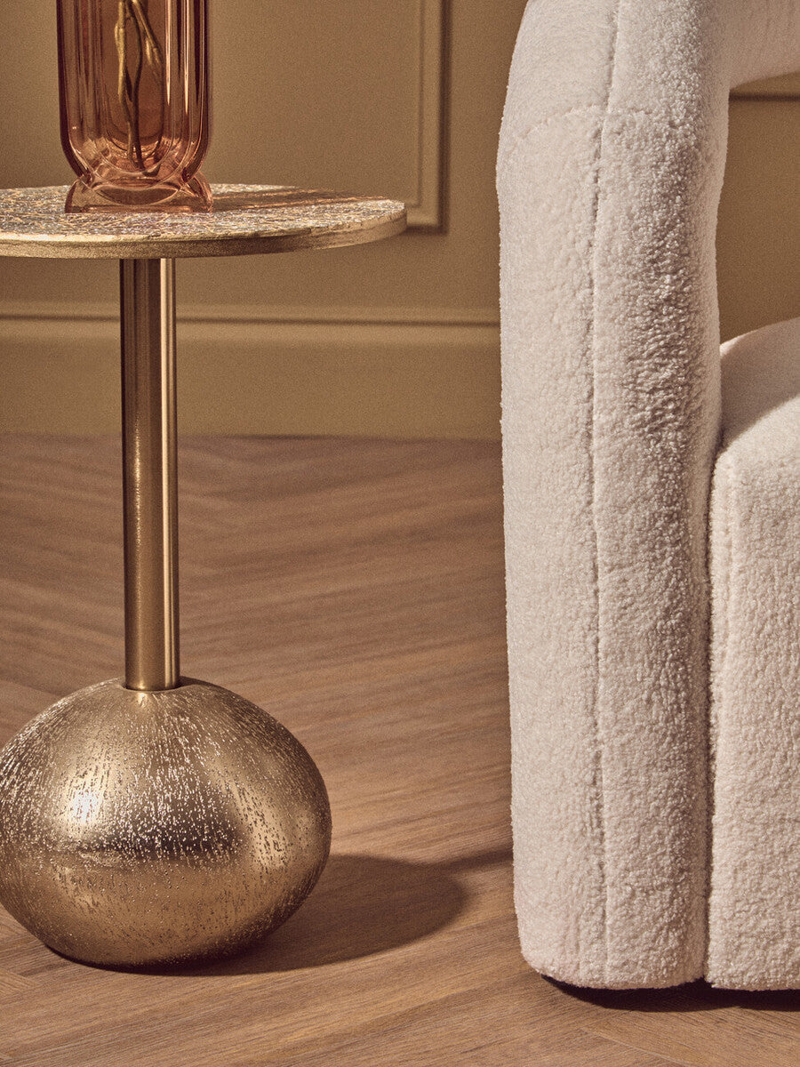 Gold Mosaic Side Table with Round Base