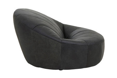 Antique Black Leather Cocoon Lounge Chair