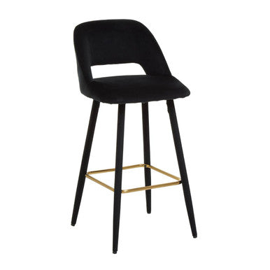 Bar Chair with Low Back and Gold Footrest