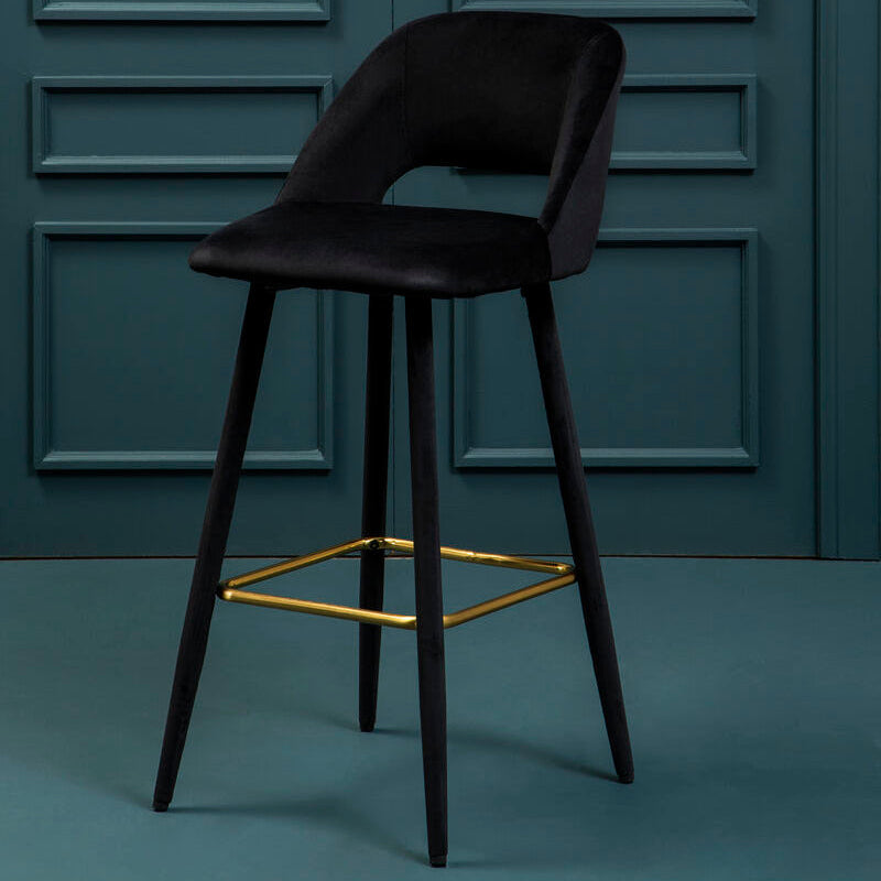 Bar Chair with Low Back and Gold Footrest