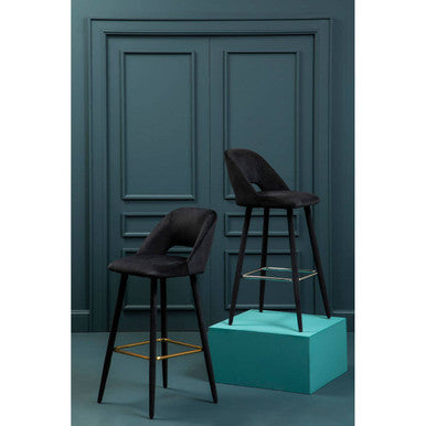 Bar Chair with Low Back and Gold Footrest