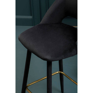 Bar Chair with Low Back and Gold Footrest
