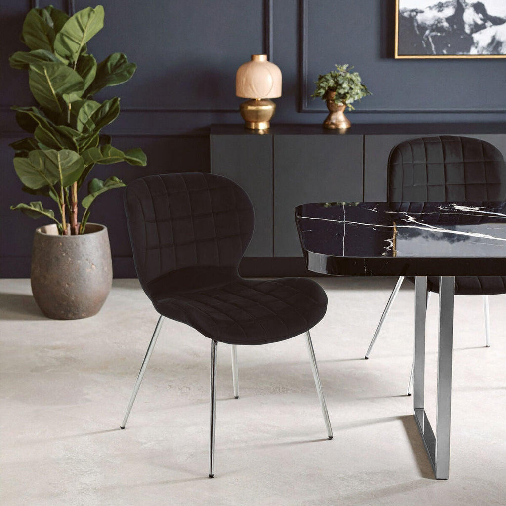 Black Dining Chair with Silver Legs