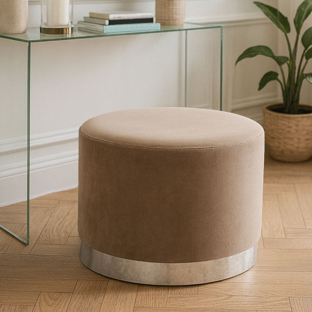 Mink and Silver Round Stool