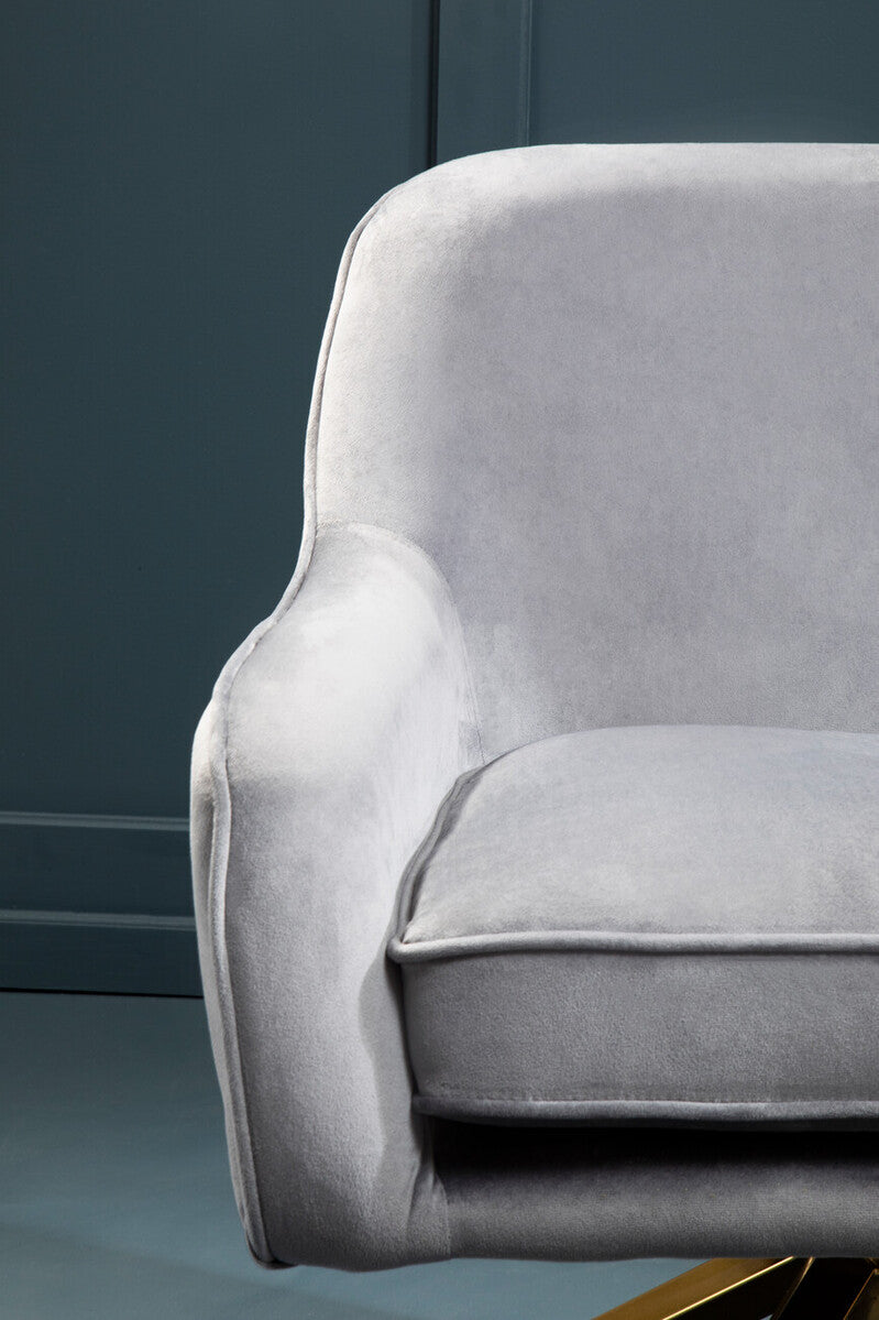 Grey Velvet Swivel Chair