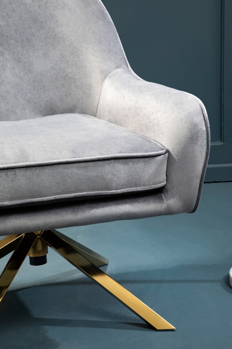 Grey Velvet Swivel Chair