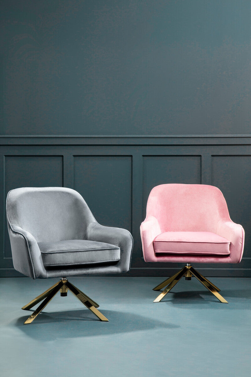 Grey Velvet Swivel Chair