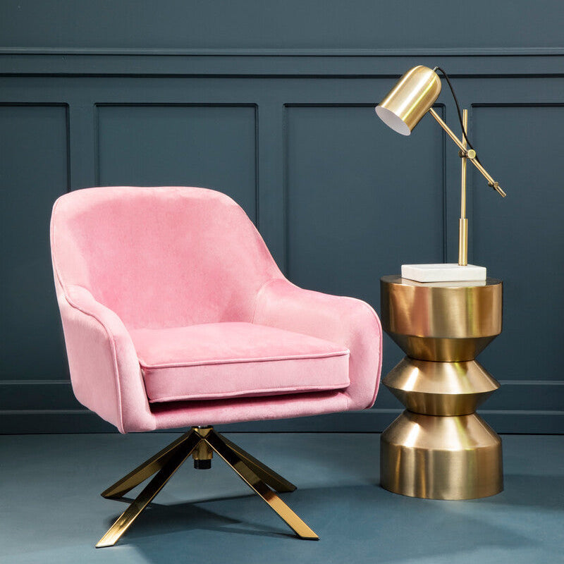 Pink Velvet Swivel Chair