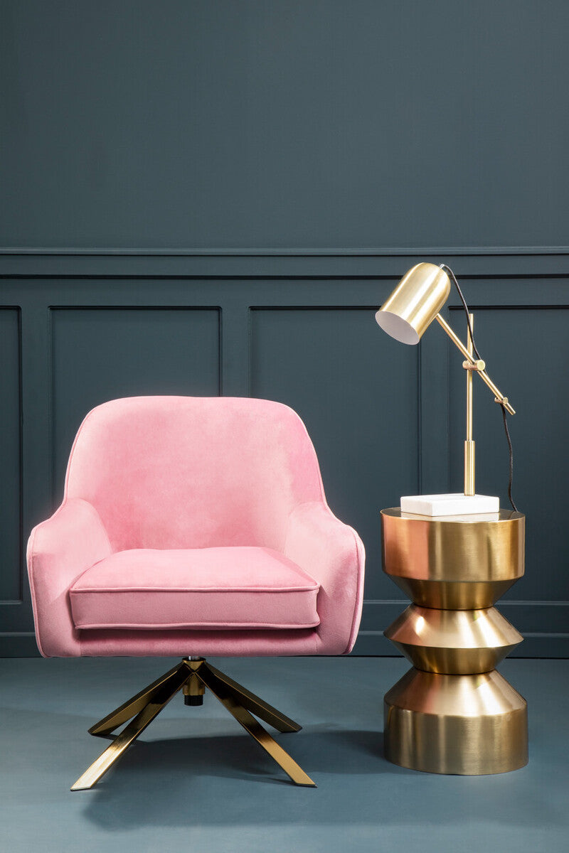 Pink Velvet Swivel Chair
