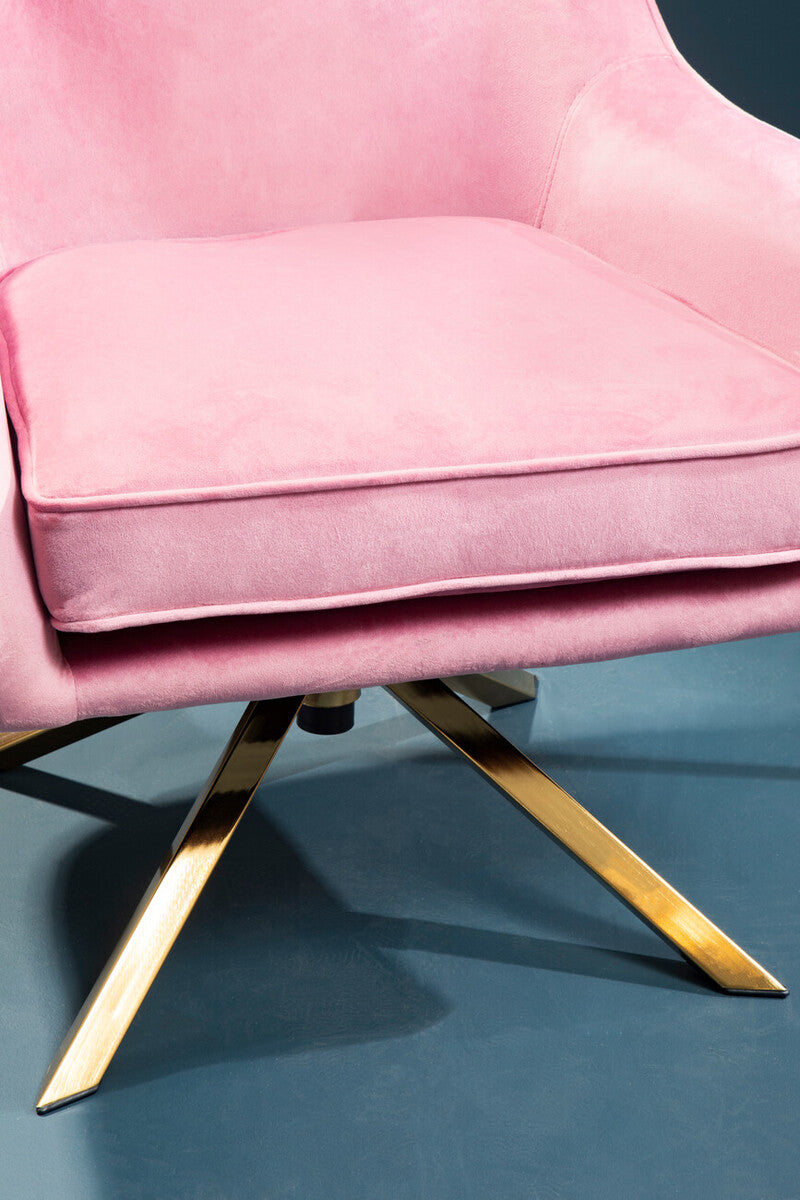 Pink Velvet Swivel Chair