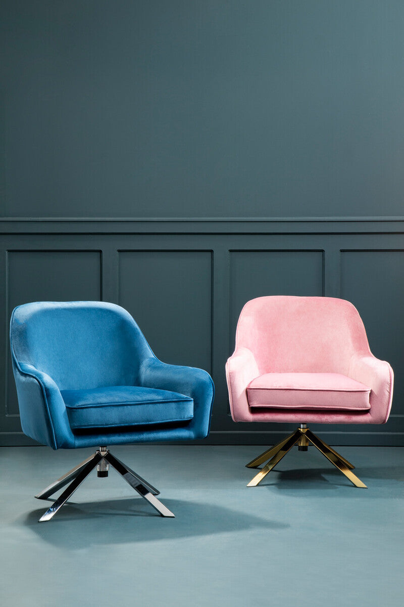 Pink Velvet Swivel Chair