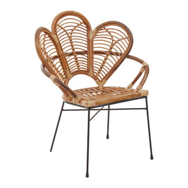 Natural Rattan Armchair with Petal Back