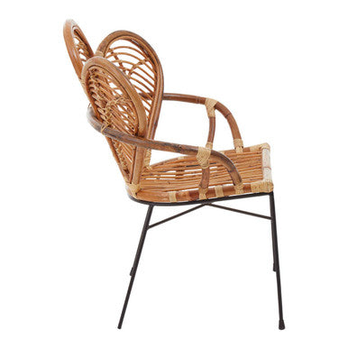 Natural Rattan Armchair with Petal Back