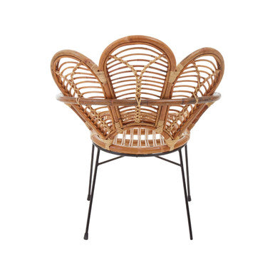 Natural Rattan Armchair with Petal Back