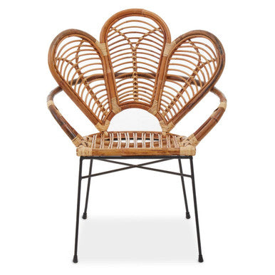 Natural Rattan Armchair with Petal Back