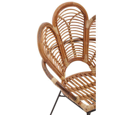 Natural Rattan Armchair with Petal Back