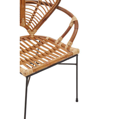 Natural Rattan Armchair with Petal Back