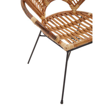 Natural Rattan Armchair with Petal Back