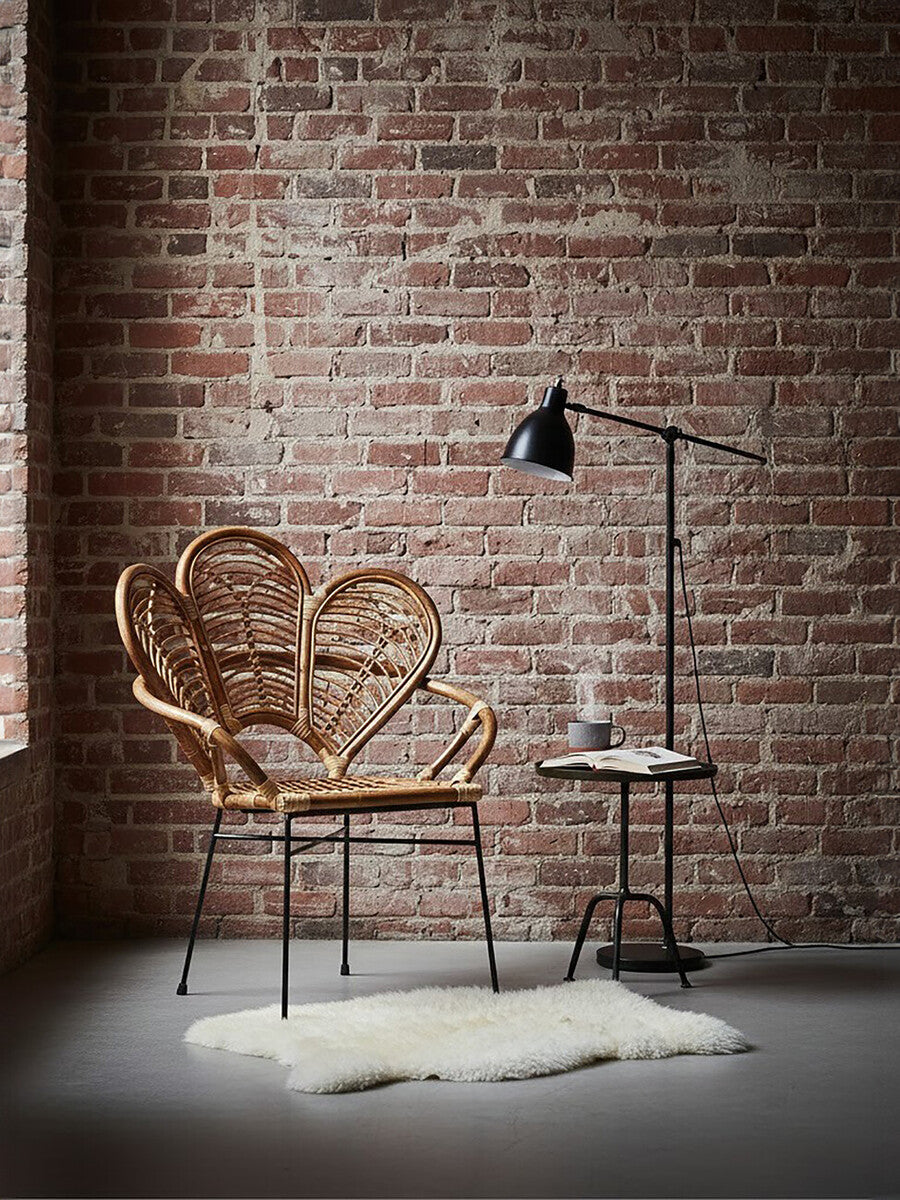 Natural Rattan Armchair with Petal Back