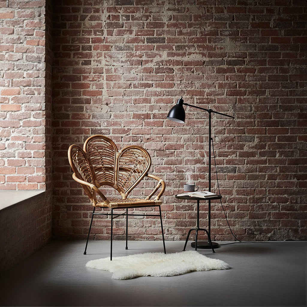 Natural Rattan Armchair with Petal Back