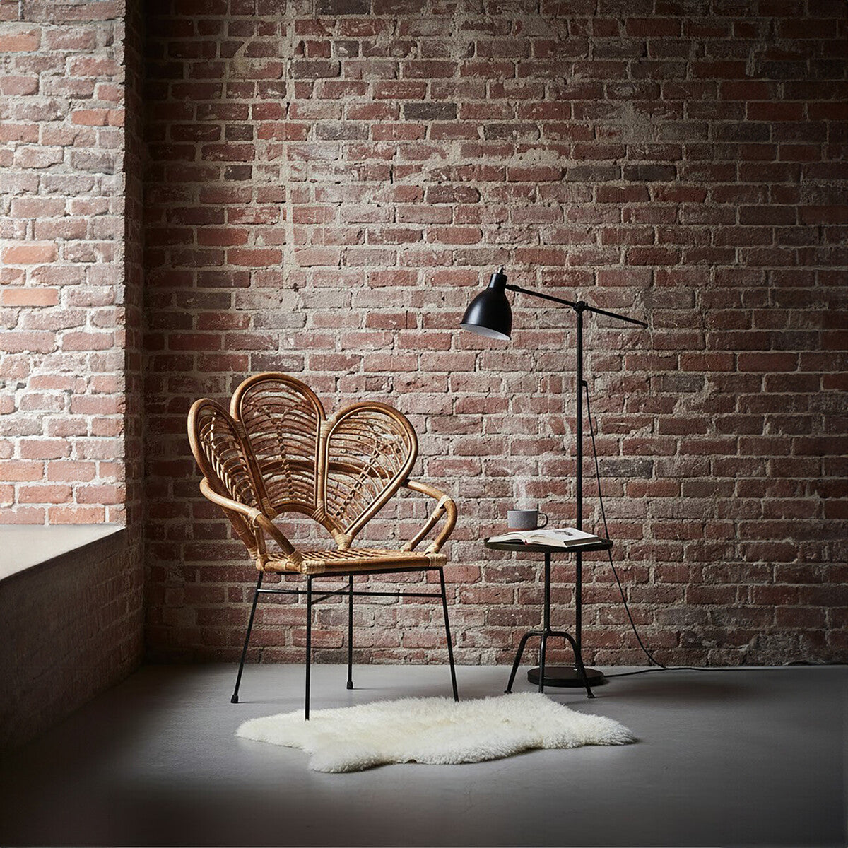 Natural Rattan Armchair with Petal Back