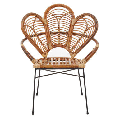 Natural Rattan Armchair with Petal Back