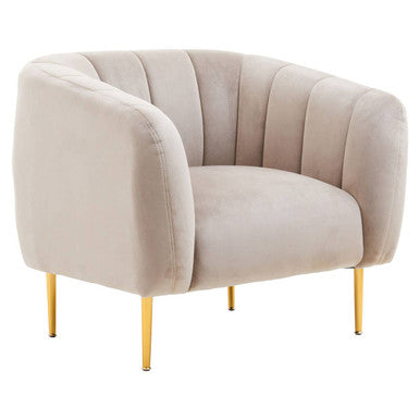 Mink Velvet Channel Detail Armchair