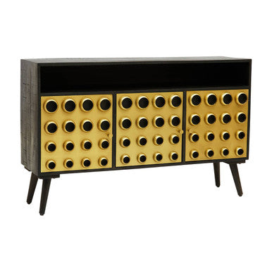 Three Door Sideboard with Gold Circle Detail
