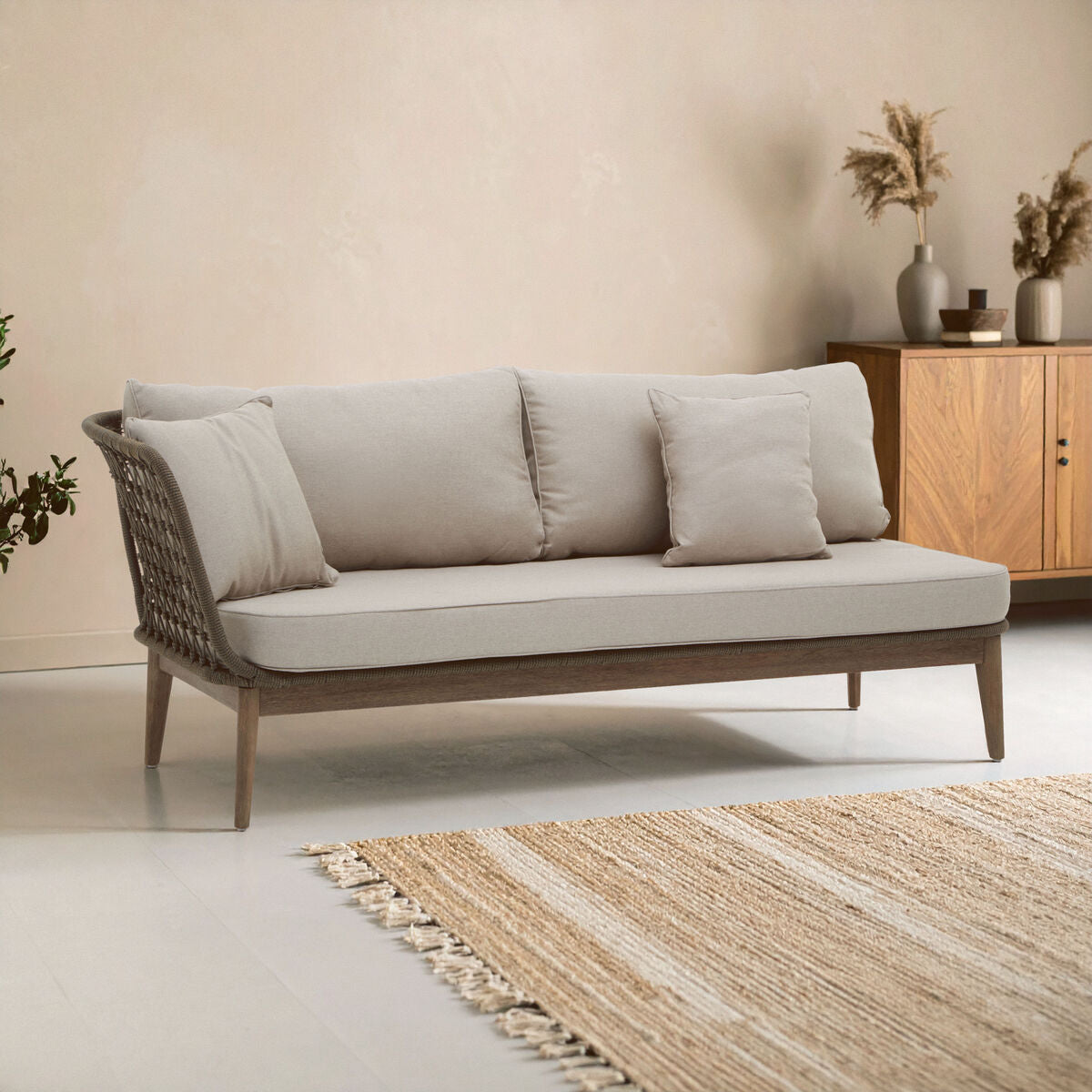 Woven Rope Chaise Longue with Cushions