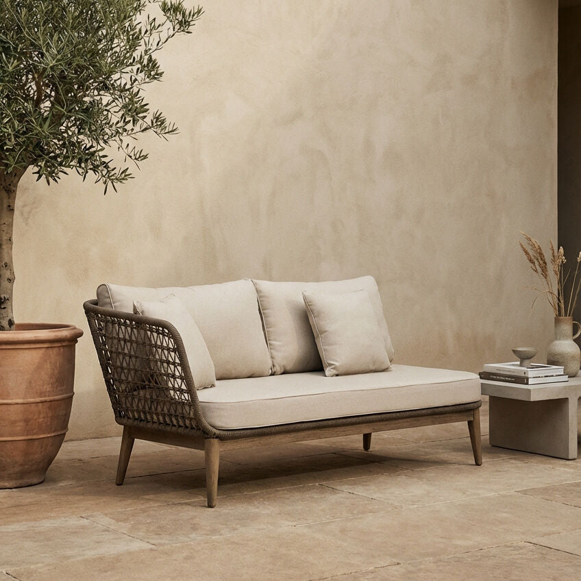 Woven Rope Chaise Longue with Cushions