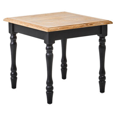 Antique Grey Oak Top Side Table with Black Birchwood Legs