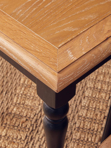Antique Grey Oak Top Side Table with Black Birchwood Legs