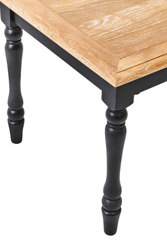 Antique Grey Oak Top Side Table with Black Birchwood Legs