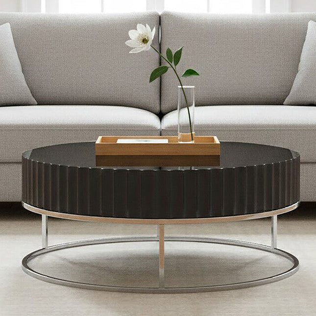 Grey Gloss Coffee Table with Stainless Steel Base